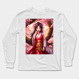 Girl between cherry blossoms 2 Long Sleeve T-Shirt